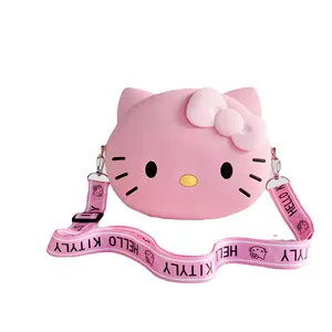 사랑스러운 귀여운 실리콘 크로스 바디 백 만화 Kawaii 새끼 고양이 전화 가방 숄더백 어린이 동전 지갑