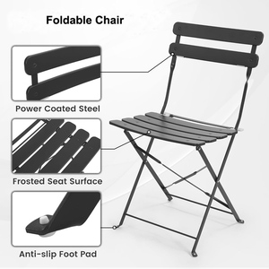 ADXIN Leisure Metal Folding <strong>Bistro</strong> <strong>Set</strong> with Round Garden Table and Chairs for Indoor Outdoor Cafe Patio Balcony Yard Use - Product Image 2