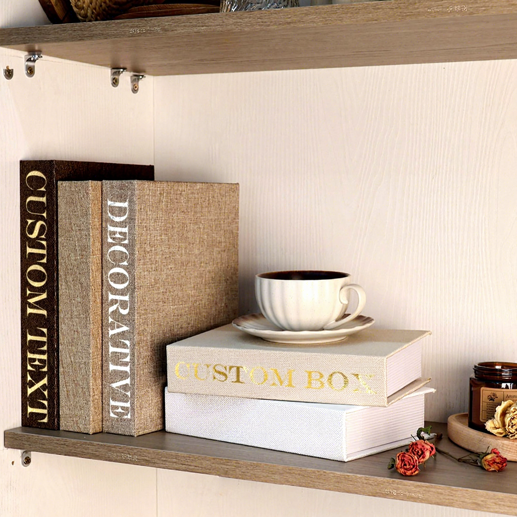 Boîte à Bijoux Cachée Livre Factice – Style Ancien Art Déco, Marron/or, Fermeture Magnétique