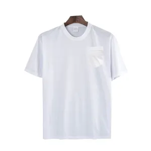 OEM Tùy Chỉnh Mới Thời Trang Ngắn Tay Áo Sơ Mi Nam Ngực Túi Với Logo In 100% Polyester O Neck T Áo Sơ Mi