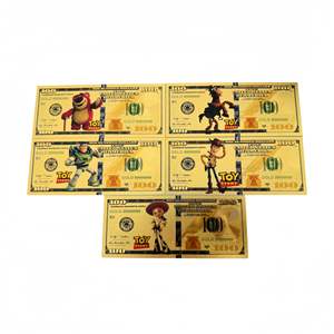 5 Banconote in Lamina d'Oro di Toy Story, Banconote a Tema Personaggi dei Cartoni Animati Americani, Banconote Placcate in Oro 24K - Product Image 1