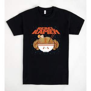 T-shirt Rebel Ramen nera per adulti, maglietta grafica unisex, design ispirato a Star Wars - Product Image 1