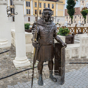BLVE Urban Square Landscape Decoration soldato romano in bronzo a grandezza naturale con spada e statua di scudo di Hoplite - Product Image 3