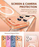 Coque TPU transparente antichoc BERFY pour 17 Pro Max avec paillettes, protection anti-jaunissement et protection d'écran, 3 lentilles de caméra diamantées