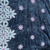 NOUVEAU Tissu en velours brodé de paillettes 100 % polyester pour vêtements africains haut de gamme, idéal pour les sacs de fête pour filles