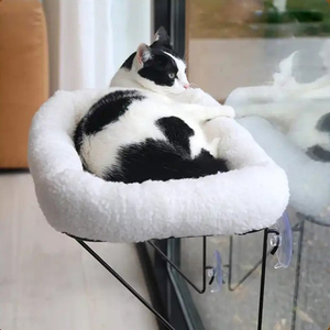 Cama para Mascotas con Soporte Metálico - <span class=keywords><strong>Hamaca</strong></span> para Gatos para Ventanas, para Gatos Grandes y Gatitos - para Tomar el Sol, Dormir Siesta y Disfrutar del Paisaje (Blanco) - Product Image 2