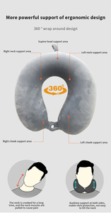 Bantal Leher Perjalanan Busa Memori Bentuk U dengan Kancing Kain Plush Kristal Khusus - Product Image 2