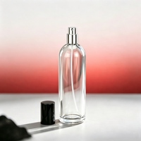 Flacon de parfum cylindrique transparent de 100 ml, flacon de parfum en verre, flacon cosmétique à vaporisateur, flacon nu
