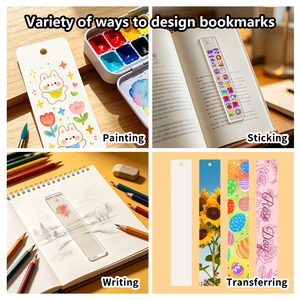 Marque-page en acrylique transparent <span class=keywords><strong>à</strong></span> bords lisses, prêt <span class=keywords><strong>à</strong></span> être expédié, panneau vierge imprimable UV pour écriture manuscrite, marque-page adhésif en acrylique - Product Image 3