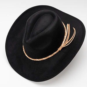 Chapeau de cowboy en feutre pour l'automne et l'hiver, à bord bouclé ethnique, coupe-vent, pour <span class=keywords><strong>homme</strong></span>, femme et couple, chapeau pare-soleil, randonnée en plein air, camping, chapeau de jazz chaud - Product Image 4