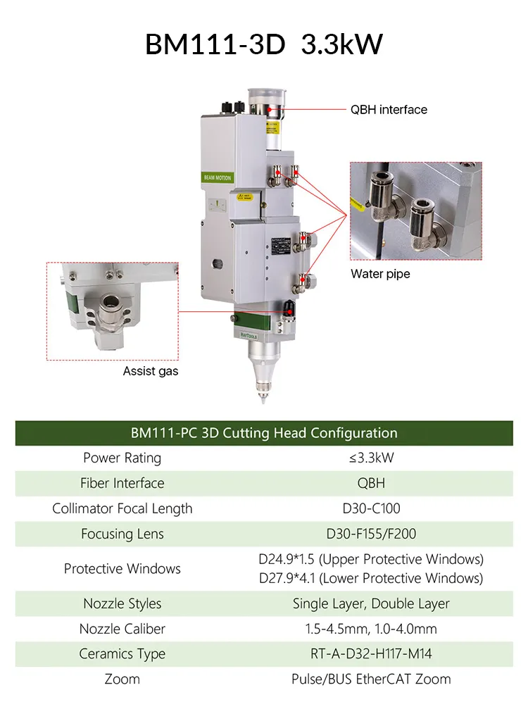 ZP Raytools BM110 bm111 Auto Focusing Fiber Laser Cutting Head for Fiber Laser Cutting Machine