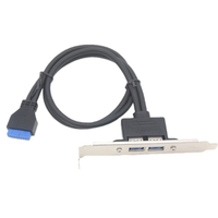 Câble d'extension USB 3.0 femelle pour montage sur panneau vers carte mère 20 broches avec support et gaine en PVC pour haut-parleurs et moniteurs