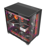 Gabinete de PC de Torre Completa con Panel Lateral de Vidrio LCD Blanco, Gabinete para CPU ATX, Refrigeración para Juegos, Gabinete para PC