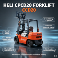 Gebrauchter HELI CPCD20 Diesel-Gabelstapler 2-Tonnen-Gabelstapler mit Verstellbarem Gabelabstand für Lager, Fabrik und Frachtdistribution