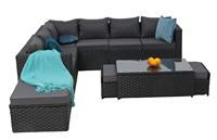 Ensemble de canapés d'extérieur modernes et confortables 9 places en rotin tressé durable résistant aux UV pour jardin, salle à manger, salon, cour et appartement