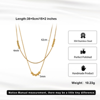 Kalung Berlapis Manik-Manik Elegan STCC04 Warna Emas Bahan Stainless Steel Desain Bola Mengambang Dua Lapis Perhiasan Cantik