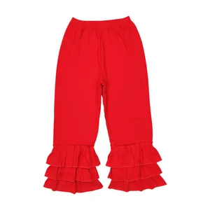 Volants rouges filles coton pantalon RTS long au sol pantalon enfants enfants livraison directe en gros pas de pantalon quantité minimale de commande