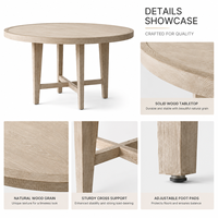 Table à manger ronde en bois massif sur mesure avec base en X, fabricant de tables circulaires en bois de luxe moderne pour projets d'hôtels de charme