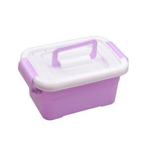 Plastic <b>Storage</b> <b>Box</b> Rectangle 16x10x7.5 Cm Purple Base White Lid Covered Portable Organizer For Toys Sundries Food - Product Image 5