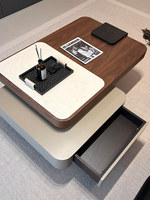 Table basse de salon pour usage domestique, nouveau style 2026, en pierre, extensible, multifonctionnelle, ensemble table à thé, esthétique raffinée, style mi-siècle