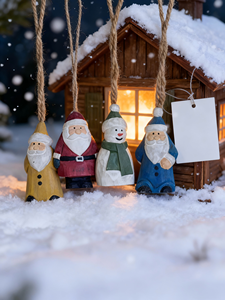 Adornos Navideños de Madera Maciza Ecológicos, Grabados y Personalizables, <span class=keywords><strong>Estilo</strong></span> Rústico, Tallados, para Colgar en el Árbol, con Santa Claus y Muñeco de Nieve, para Decoración Navideña del Hogar - Product Image 5