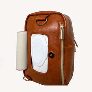 Sac à langer portable en PU personnalisé, résistant à l'eau, facile à nettoyer, organiseur de lingettes pour bébé, sac à bandoulière convertible, distributeur de lingettes humides - Product Image 2