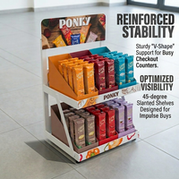 Étagère de présentation de snacks en métal à 2 niveaux personnalisée pour les magasins de proximité, les magasins de détail, les chips, les présentoirs POP POS Apache