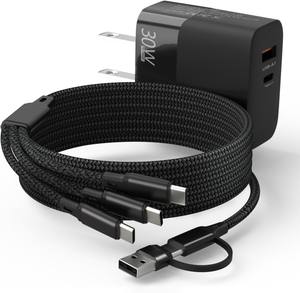 Cargador PD de 30 W, Cable de Carga 3 en 1 para Dron <span class=keywords><strong>DJI</strong></span> FPV, <span class=keywords><strong>Control</strong></span> Remoto, Controlador de Movimiento, Batería Tipo USB-C, Cargador de Dron de 30 W - Product Image 1