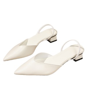 Escarpins blancs pour femmes, à bout pointu, à bride arrière, talon carré bas, élégants, à enfiler, confortables et légers - Product Image 4