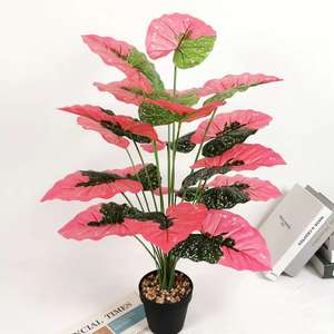 Tanaman rumput Alocasia buatan 18 kepala 75 cm, Semak daun Taro plastik untuk dekorasi Interior rumah atau toko - Product Image 4