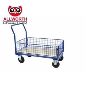 भारी शुल्क जाल प्लेटफॉर्म कार्ट लॉजिस्टिक हैंड ट्रॉली पैनल ट्रक तार पक्षों के साथ चुनने और पैकिंग के लिए आदर्श - Product Image 1