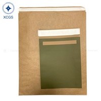 Sac d'expédition en papier kraft personnalisé avec logo, fermeture autocollante, recyclable, brun, pour l'e-commerce et les vêtements.