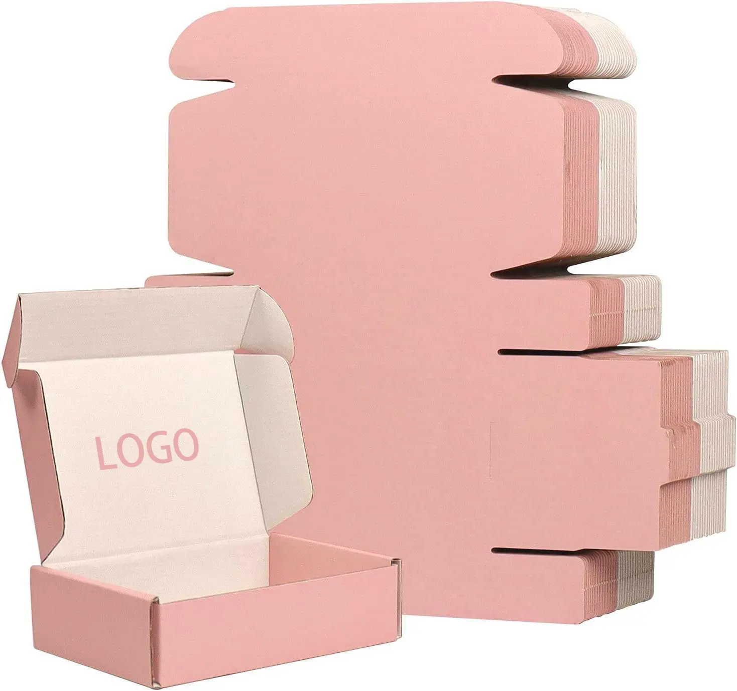 Impressão personalizada Logotipo Rosa Envio Caixa De Papel De Papelão Dobrável Papelão Ondulado Embalagem De Correio Caixa Mailer com logotipo embalagem