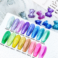 Vernis à ongles gel scintillant effet chatoyant UV LED, 16 couleurs, pour manucure française DIY, gels effet œil de chat cristal bonbon