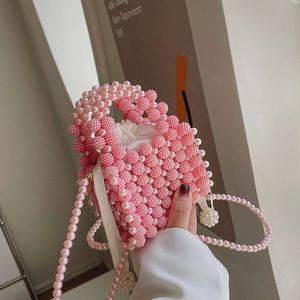 <span class=keywords><strong>Hand</strong></span> gewebte edle Perlen <span class=keywords><strong>Hand</strong></span> tasche Hochzeits kupplung mit Perlenkette Neue handgemachte Perle Umhängetasche Kordel zug Kleine Handtasche - Product Image 2