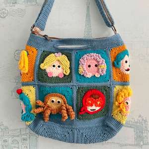 Sac à main en crochet tricoté à la main pour femme, motif dessin animé mignon et original, sac bandoulière tissé à la main - Product Image 5