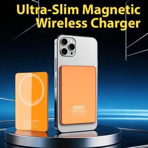 Batterie externe ultra-mince 15W format <span class=keywords><strong>carte</strong></span> <span class=keywords><strong>de</strong></span> crédit 6,35 mm avec charge rapide sans fil, indicateur LED et capacité <span class=keywords><strong>de</strong></span> 5000 mAh pour téléphones - Product Image 1