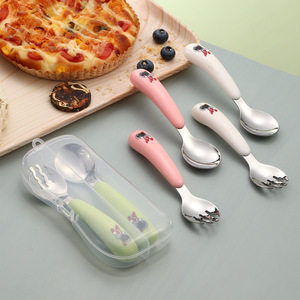 Cuchara y tenedor de acero inoxidable 304, cuchara para comer en casa, tenedor, cuchara para complemento alimenticio para bebés, cuchara para alimentar, vajilla portátil - Product Image 3