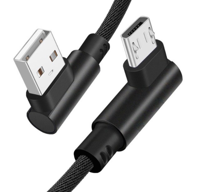 Micro V8 2m 6feet Braided Cloth Dual Bend L Shaped 90 Degree Right Angled Micro V8 Charger Cord Usb Data Cable 2 m 6 Feet