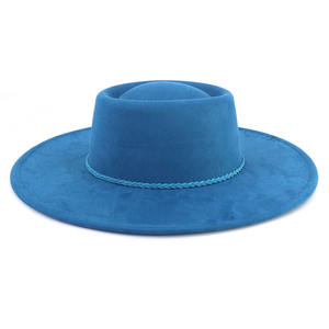 Nouveau Offre Spéciale Vintage melon Panama Fedora chapeau femmes chapeau plat 10cm large bord goutte d'eau Fedora feutre chapeaux en Stock - Product Image 4