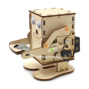 Kit de robot mangeur de pièces de monnaie en bois, jouet scientifique à assembler manuellement pour enfants de 7 à 9 ans, modèle éducatif STEM, artisanat, puzzle, bricolage - Product Image 2