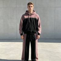 Ensemble survêtement homme Y2K color block avec sweat à capuche et pantalon de jogging, garnitures personnalisées, fabrication OEM ODM