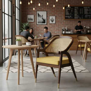 Fauteuil en bois massif artisanal, conçu pour un assise confortable et durable, design moderne élégant, ajout parfait pour hôtel, villa - Product Image 1