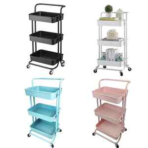Organizador de <span class=keywords><strong>cesta</strong></span> móvil de <span class=keywords><strong>3</strong></span> niveles, carrito de almacenamiento de utilidad rodante, actualización de ABS, herramienta de estantería con ruedas - Product Image 2
