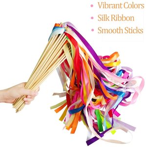 Varitas de cinta de madera para bailar en el gimnasio, para fiestas, de seda, para boda - Product Image 3