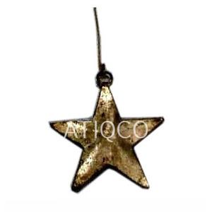 Adornos y decoración de árbol de Navidad de estrella de Metal de hierro en forma de corazón antiguo en forma de estrella plateada y dorada - Product Image 1