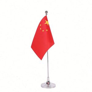 Lot de 2 drapeaux de bureau nationaux pour table de bureau, avec support de mât en aluminium, base durable, polyester écologique, affichage de logo personnalisé - Product Image 6