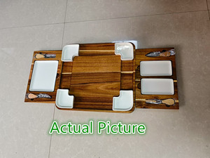 Planche à Charcuterie et Fromage Carrée Améliorée en Bois d'Acacia avec Couverts et Bols en Céramique - Product Image 3