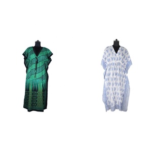 Mode longue robe caftan fabricant de vêtements pour femmes concepteur indien coton Kimono longue et courte robe caftan bloc imprimé - Product Image 1