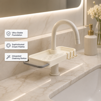 Support de rangement compact pour robinet de salle de bain, organisateur d'évier de cuisine pour savon et éponge